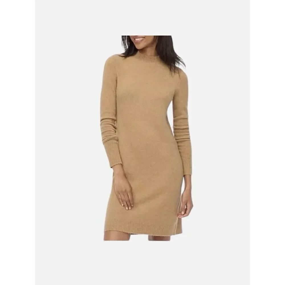 J. Crew Mockneck Sweater-Dress in Extra-Soft Yarn Heather Camel Size Medium